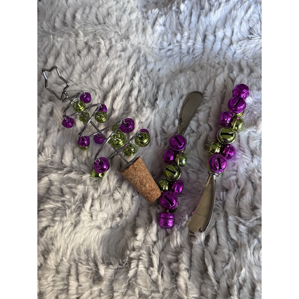 Mud Pie‎ JamSpreaders Christmas Jingle Bells, Two Spreaders 1 Wine, Cork  3081